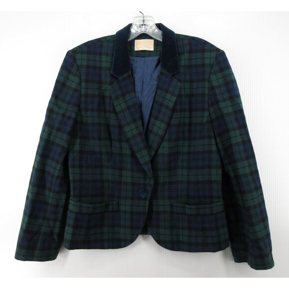 Pendleton Jackets & Blazers - VINTAGE Pendleton Blazer 10 Blue Virgin Wool Watch Tartan Plaid *